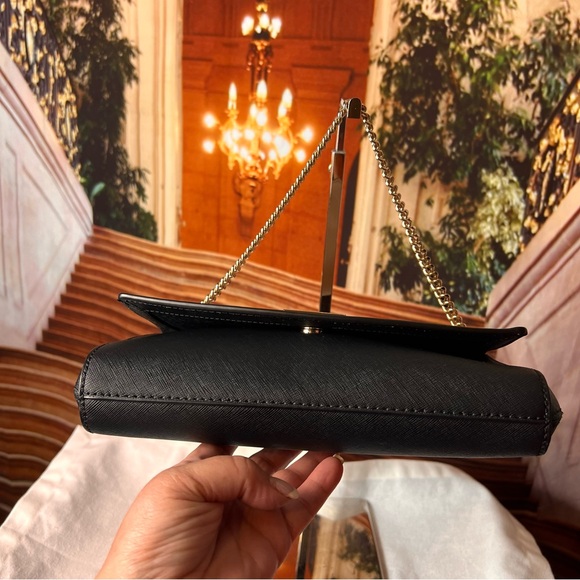 NWOT Kate Spade Laurel Greer Pale Pink Black Handbag, Chain Link Shoulder Strap - Picture 8 of 15